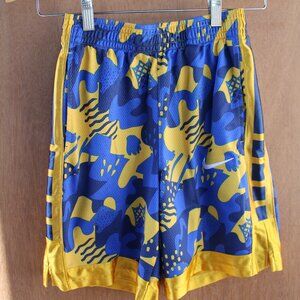 Nike Dri-FIT Boys Large Basketball Shorts Blue Yellow Camo Athletic Activewear